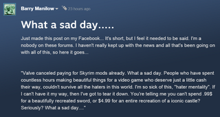 Illustration for article titled Some People Are Pissed That Skyrim's Paid Mods Are Gone